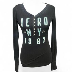 Aeropostale Aero NY 1987 Y2K Ribbed Longsleeve Henley Women's/Juniors Size M